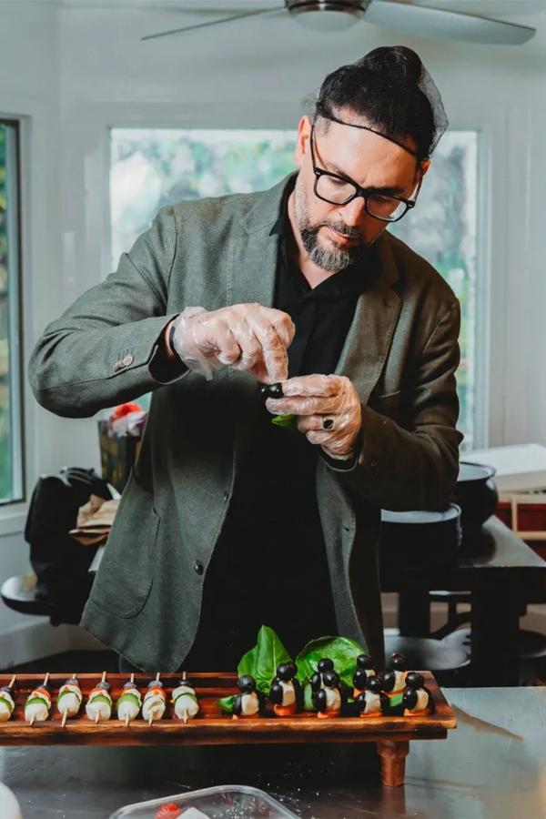 Chef AZ preparing canapés